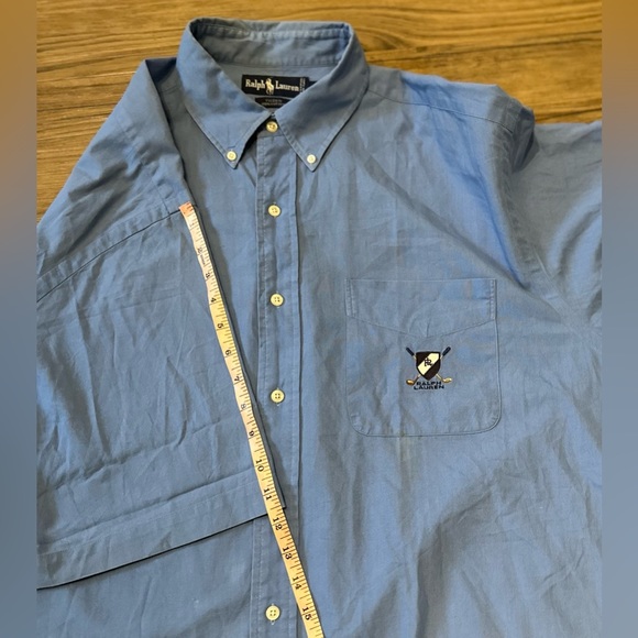 VINTAGE Ralph Lauren Tilden Cotton short sleeve embroidered logo shirt blue - Picture 15 of 16